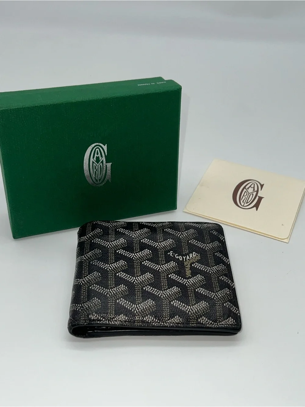 Goyard Black Leather Goyardine Saint Florentin Bifold Multi-Compartment Wallet